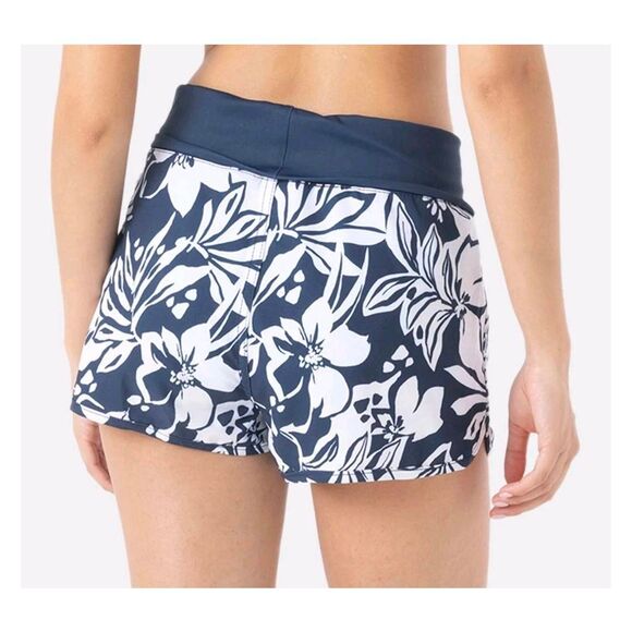 Roxy Women's White & Navy Floral Poly/Spandex Oceanside Endless Summer Boardshor - Picture 2 of 14